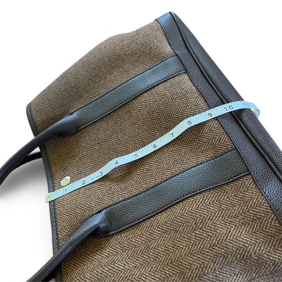 Textile & Faux Leather Tote Bag – Brown/Dark Brown Large Shoulder Bag & HandBag - Picture 6 of 9